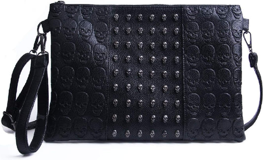 Punk Skull Rivet PU Leather Crossbody Shoulder Bag