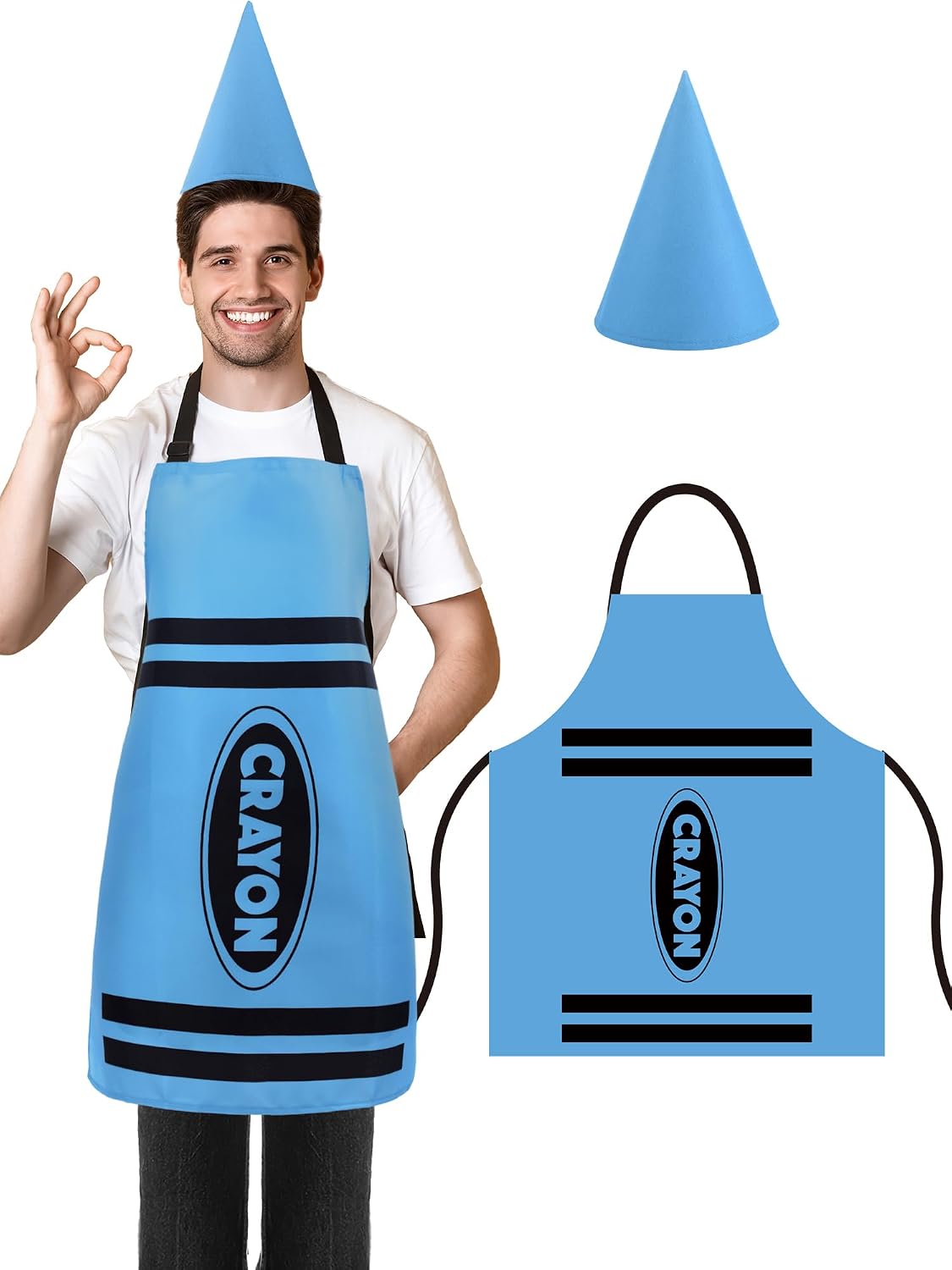 Teenyyou Crayon Costume with Apron and Cone Hat Adult