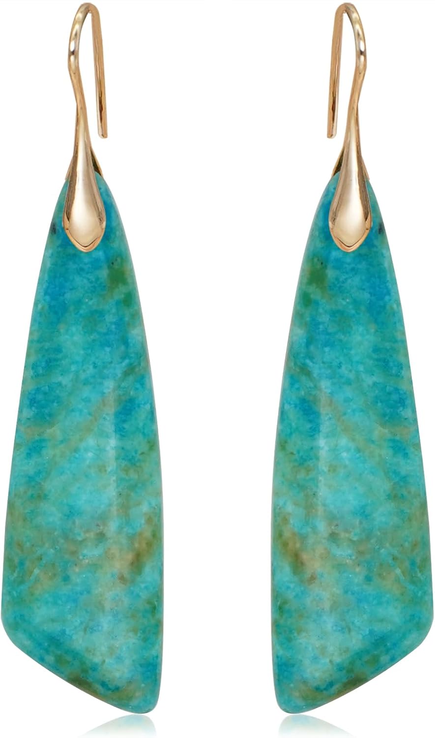 Natural Stone Triangle Boho Dangle Earrings