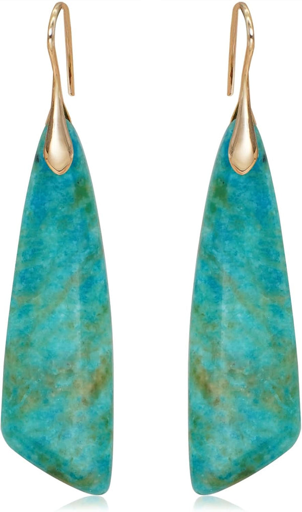 Natural Stone Triangle Boho Dangle Earrings