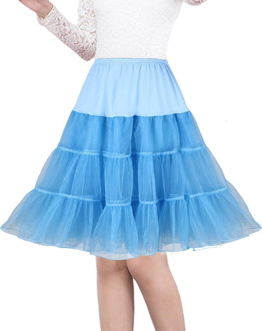 Women's 50s Vintage Petticoat 26" Crinoline Rockabilly Tutu Skirt Slip S-3XL