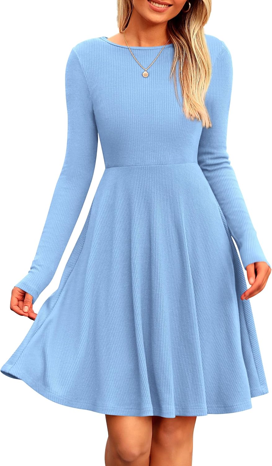 PRETTYGARDEN Women's Fall Casual Long Sleeve Short Dress
