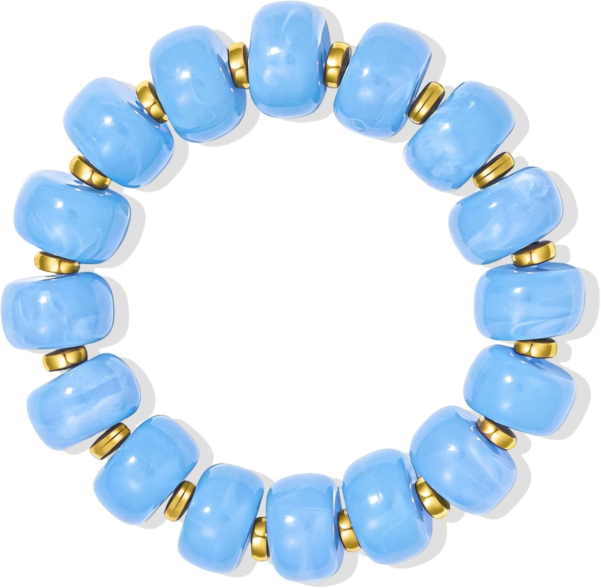 Bead Bracelet for Women Vibrant Color Resin Beads Bracelets Elastic Stretch Chunky Bracelet Boho Summer Beach Vacation Jewelry