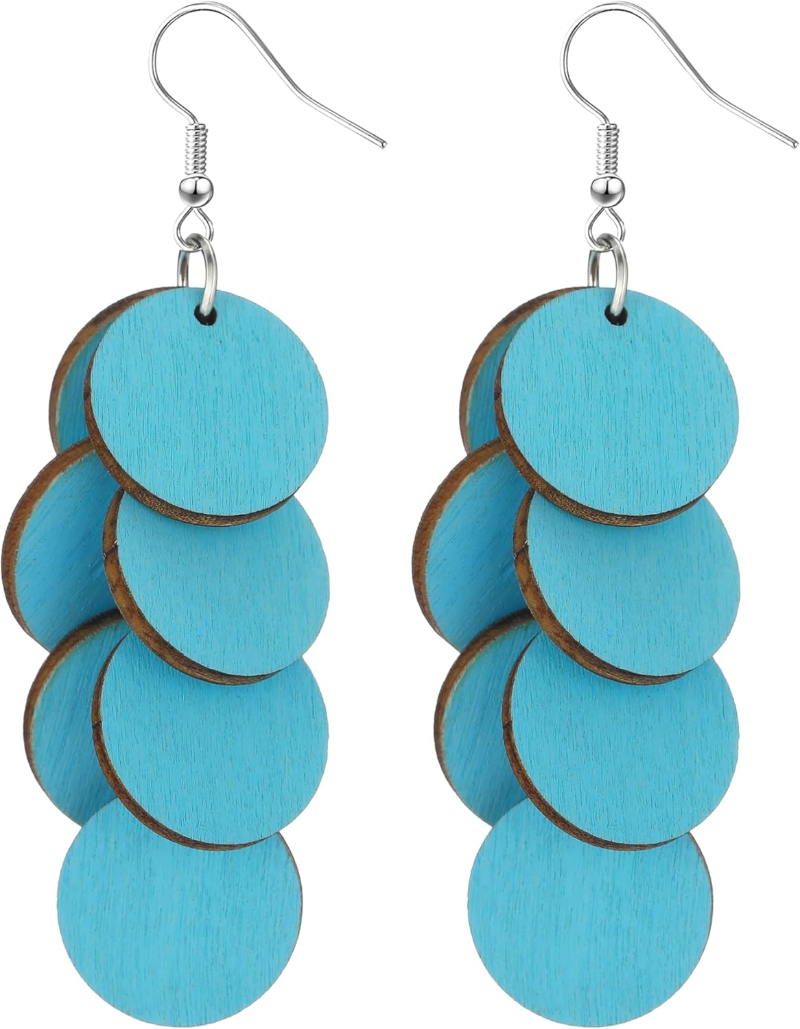 Bohemian Wooden Layered Disc Dangle Earrings