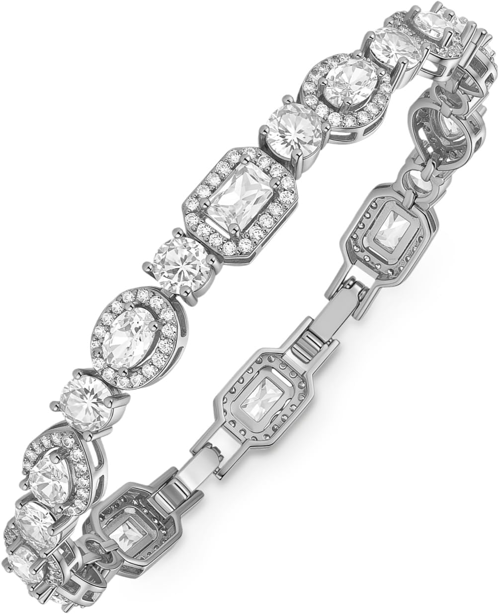 Tennis Bracelet for Women, 14K Gold Plated CZ Bracelet with AAAAA Cubic Zirconia, Hypoallergeni 6.7 Inch Sparkling Halo Tennis Bracelet