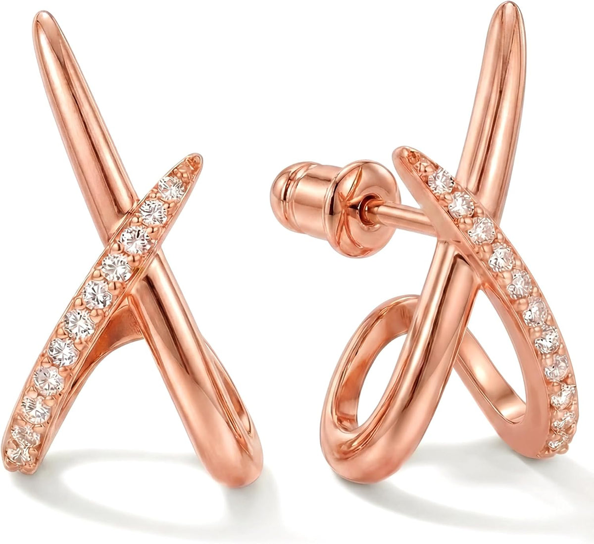 Gold Earrings for Women Trendy,14K Gold Stud Earrings Dainty Earrings Simple Minimalist Cubic Zirconia Diamond Gold Earrings Hypoallergenic Earring