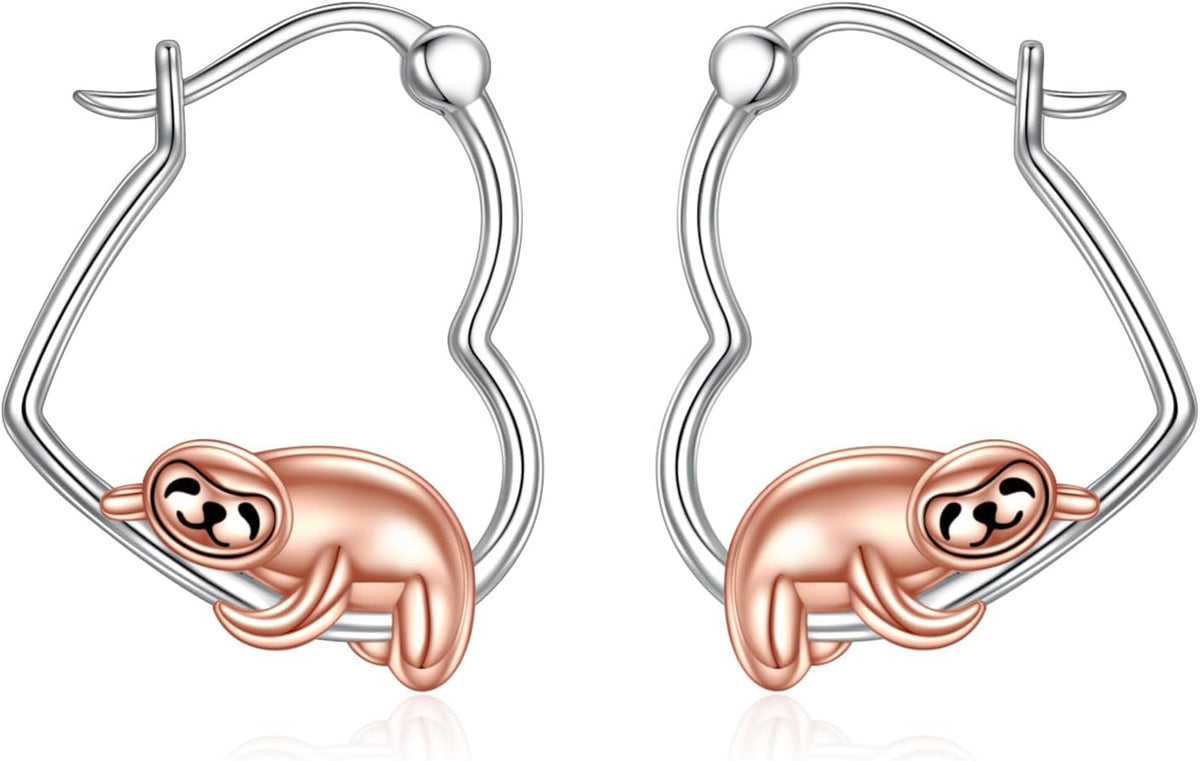 YFN Animal Earrings Sterling Silver Animal Heart Hoop Dangle Earrings Cute Jewelry Gifts for Women