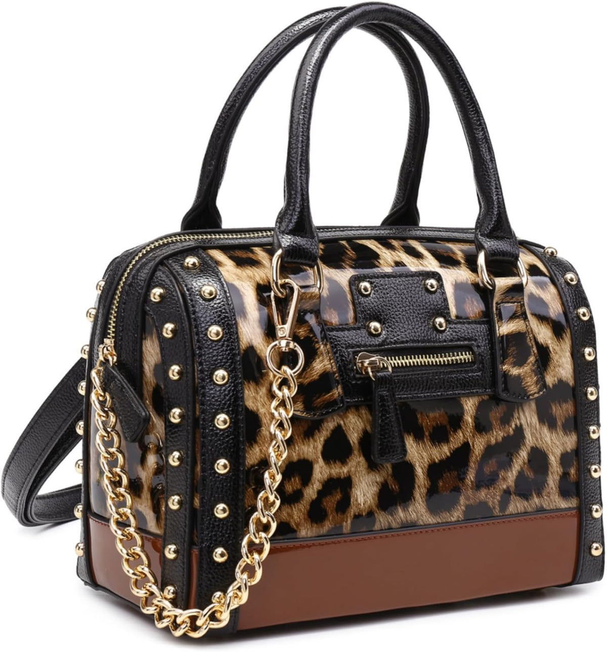 Women's Barrel Bag Shiny Patent Faux Leather Top-Handle Satchel