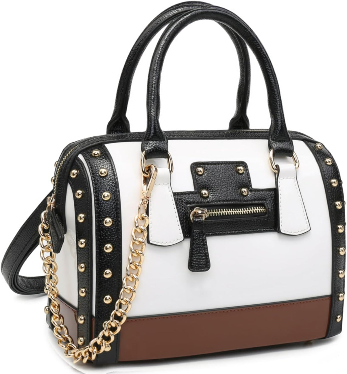 Women's Barrel Bag Shiny Patent Faux Leather Top-Handle Satchel