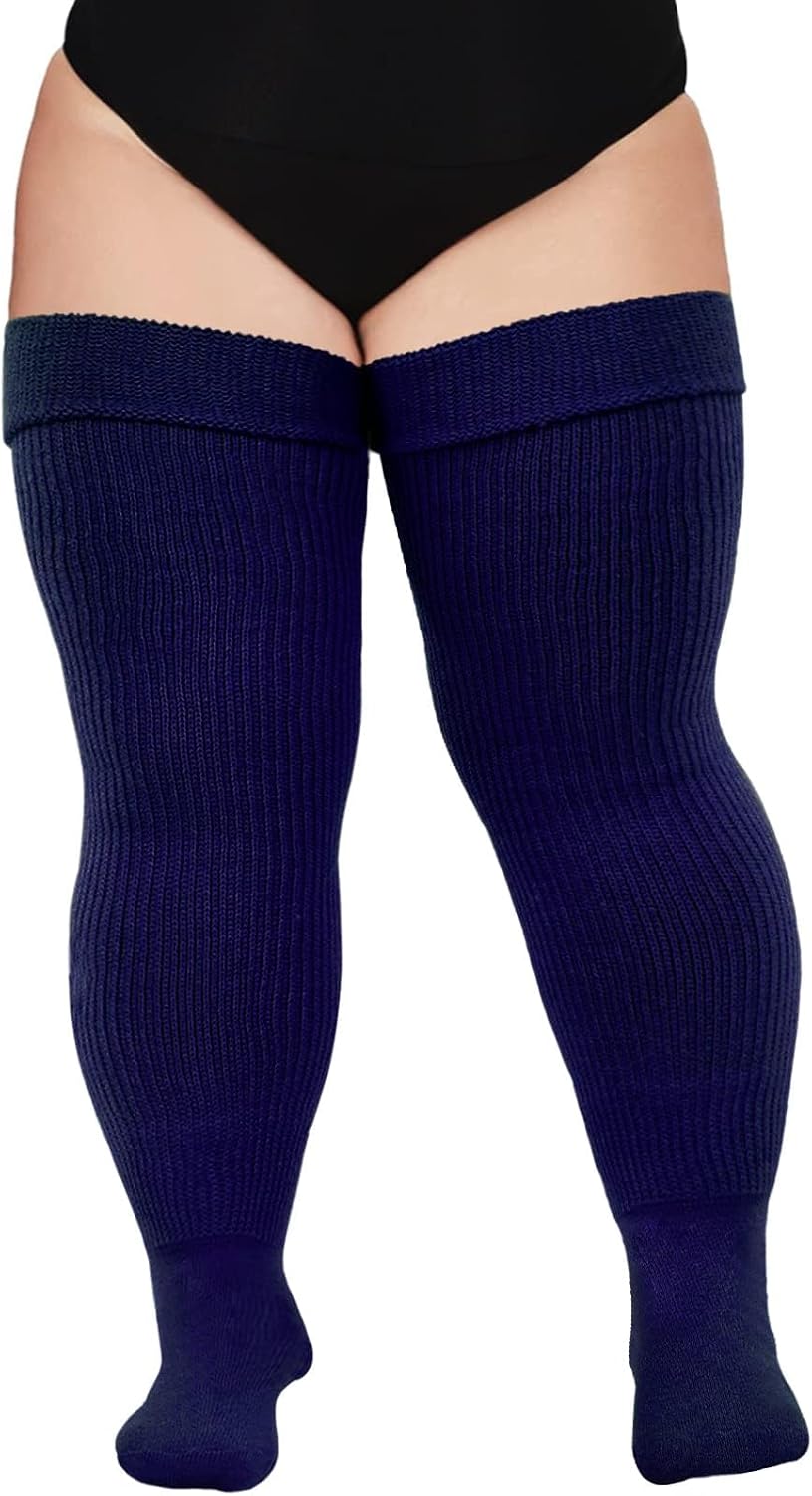 Moon Wood Plus Size Thigh High Socks for Thick Thighs- Women Extra Long Over the Knee Stockings- Halloween Socks Leg Warmers