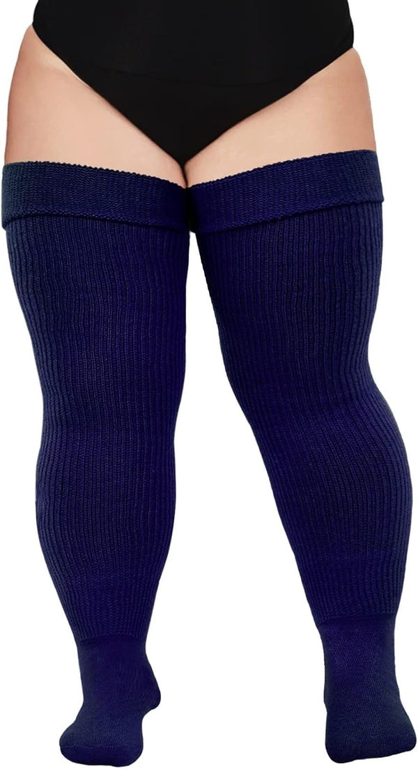 Moon Wood Plus Size Thigh High Socks for Thick Thighs- Women Extra Long Over the Knee Stockings- Halloween Socks Leg Warmers