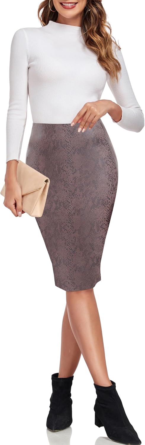 ODCOCD Women's Faux Suede Pencil Skirt