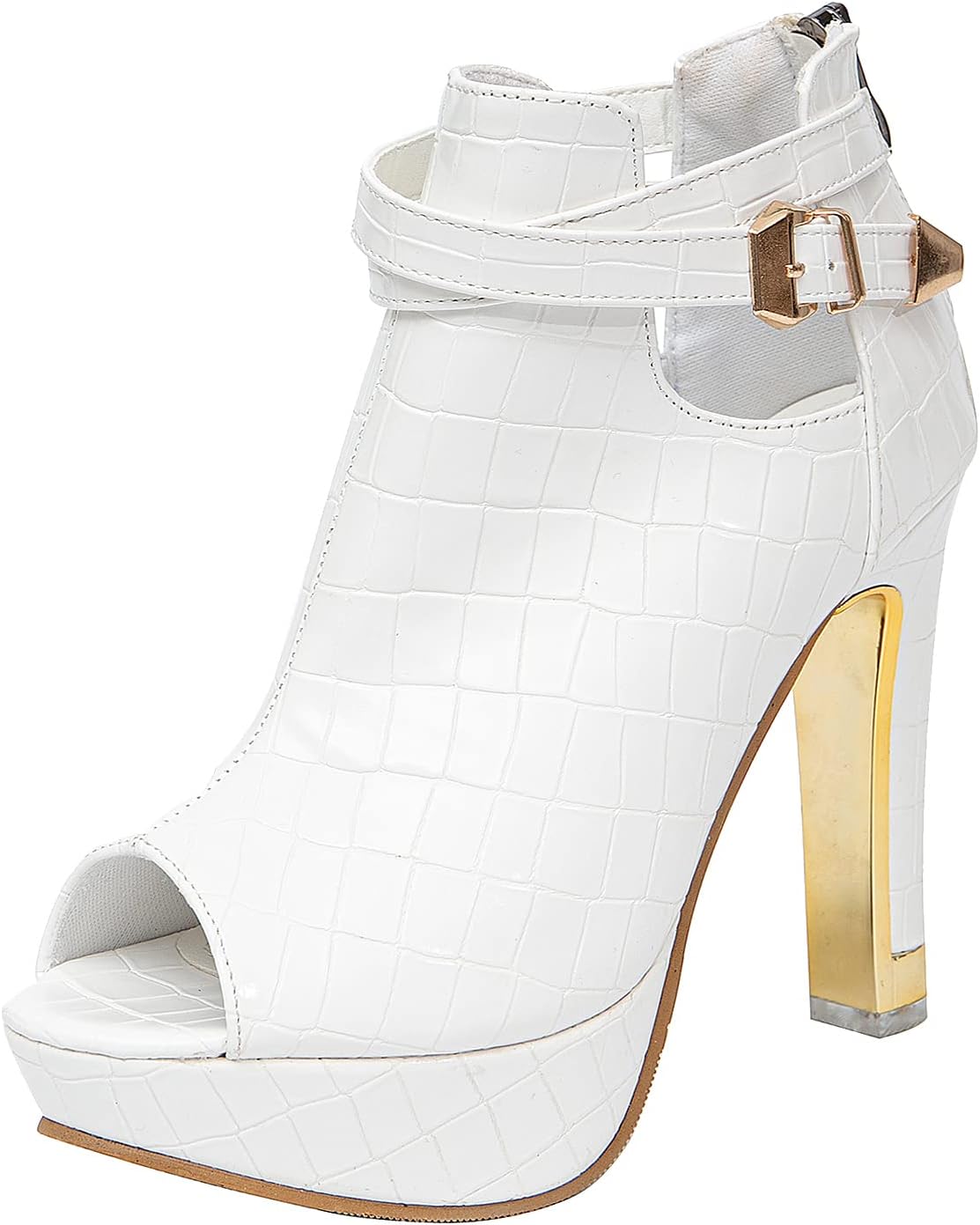 Women's Pretty Lace Flowers Open Toes High Heels Ankle Boots