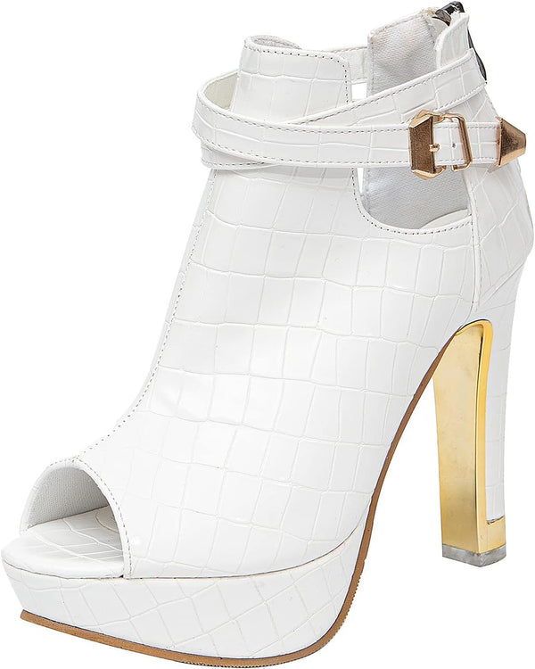 Women's Pretty Lace Flowers Open Toes High Heels Ankle Boots