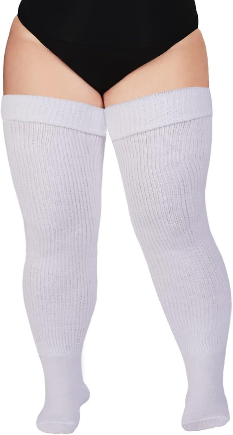 Moon Wood Plus Size Thigh High Socks for Thick Thighs- Women Extra Long Over the Knee Stockings- Halloween Socks Leg Warmers