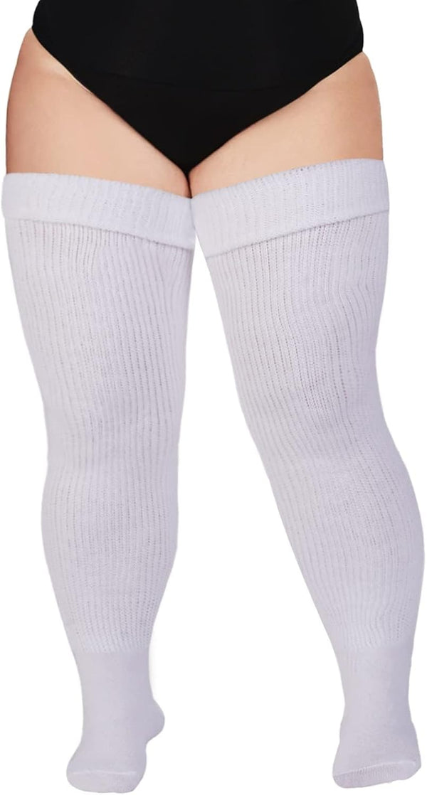 Moon Wood Plus Size Thigh High Socks for Thick Thighs- Women Extra Long Over the Knee Stockings- Halloween Socks Leg Warmers