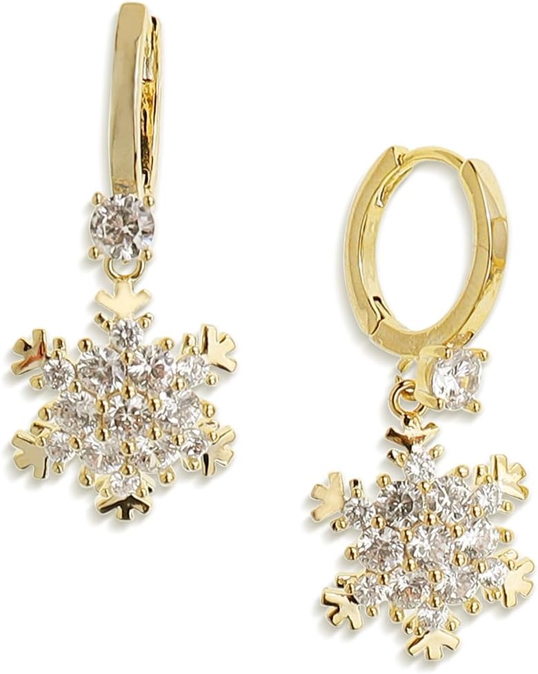 Gold Silver Small Hoop Dangle Earrings for Women, Trendy Dainty Rhinestone CZ Dangling Prom Wedding Leaf Flower Snowflake Butterfly Starfish Fashion Jewelry Gift