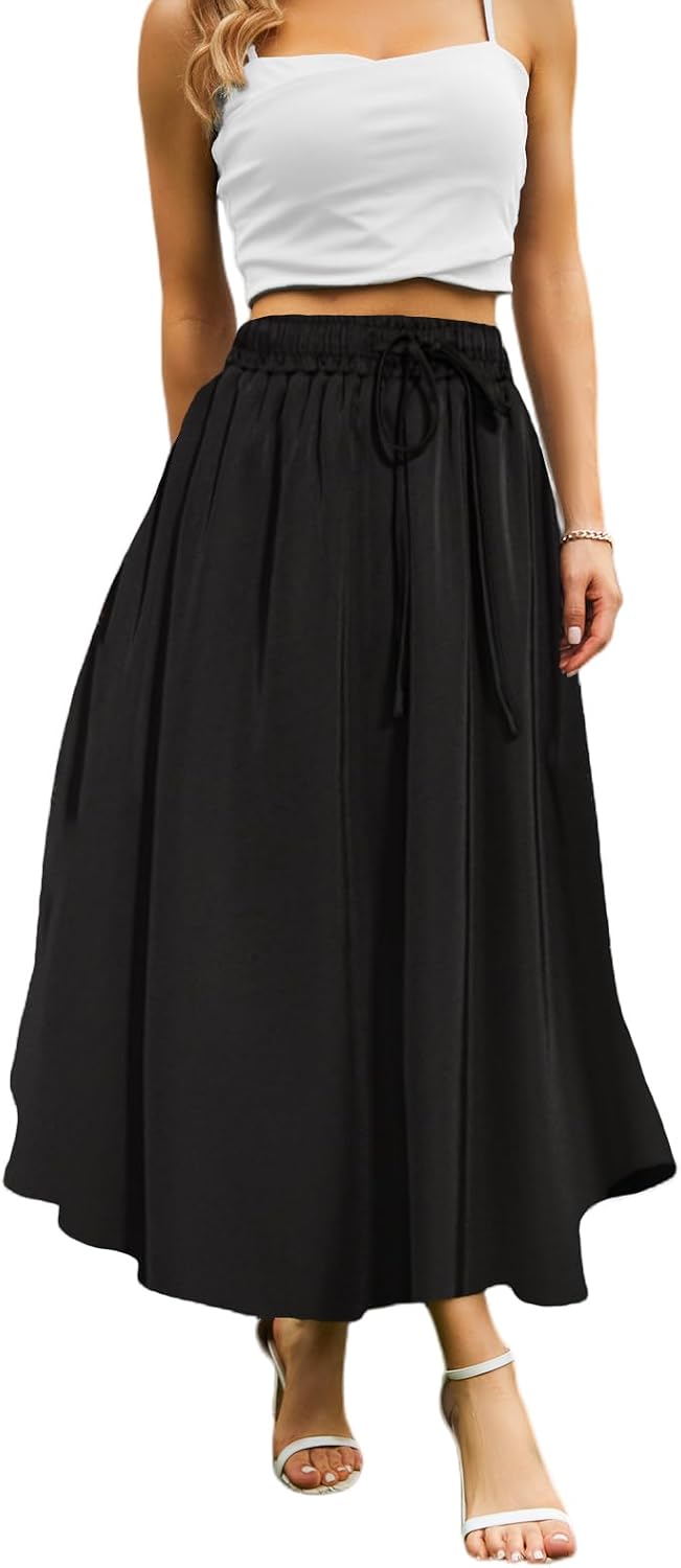 Maxi Skirts for Women with Pockets Long Midi Length