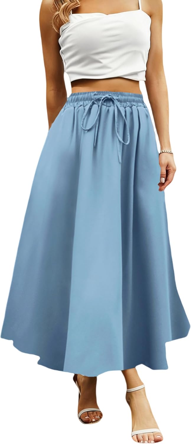 Maxi Skirts for Women with Pockets Long Midi Length