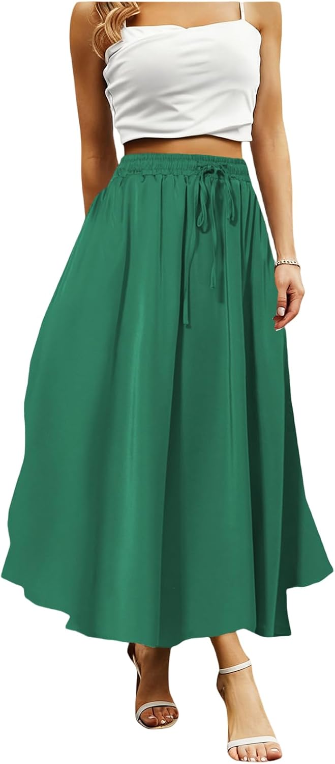 Maxi Skirts for Women with Pockets Long Midi Length