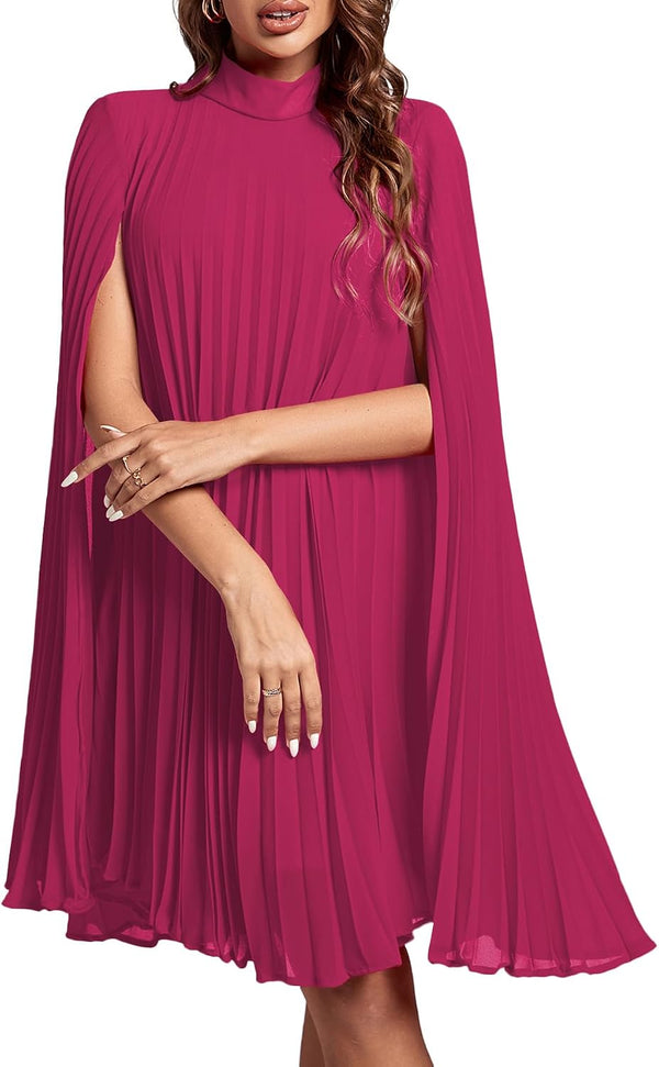 Women's Cloak Sleeve Party Midi Dress