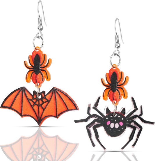 Halloween Skull Bat Dangle Drop Earrings for Women