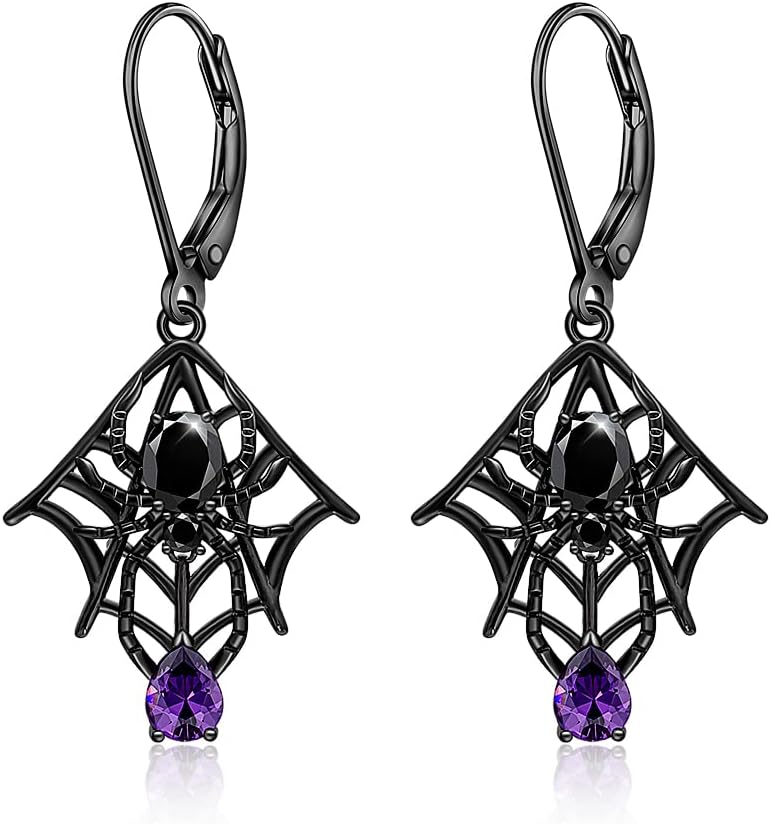 Halloween Earrings S925 Sterling Silver Ghost Bat Spider Cat Jewelry Gift