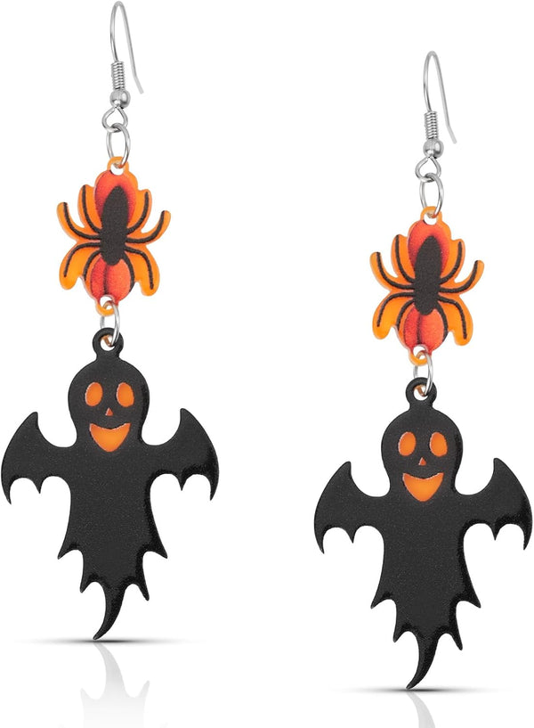 Halloween Skull Bat Dangle Drop Earrings for Women