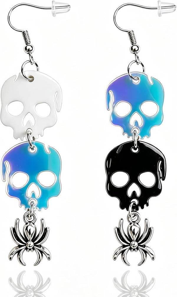 Punk Halloween Earrings Skeleton Skull Dangle Pumpkin Bat Spider Terror Earrings