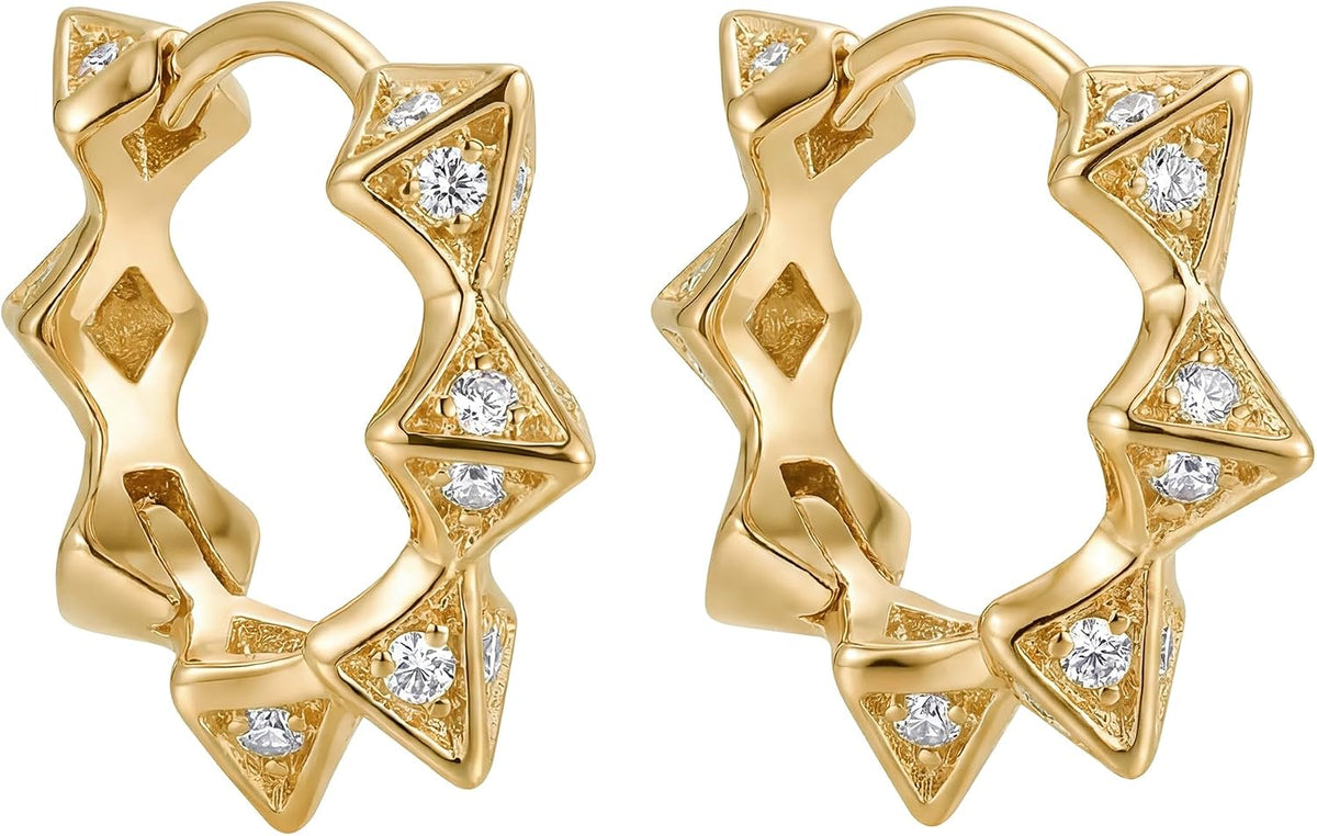 Cubic Zirconia Huggie Earrings 14k Gold Plated Tiny Earrings Small Huggie Hoop Earrings Simple Lightweight Hoops Gift for Women