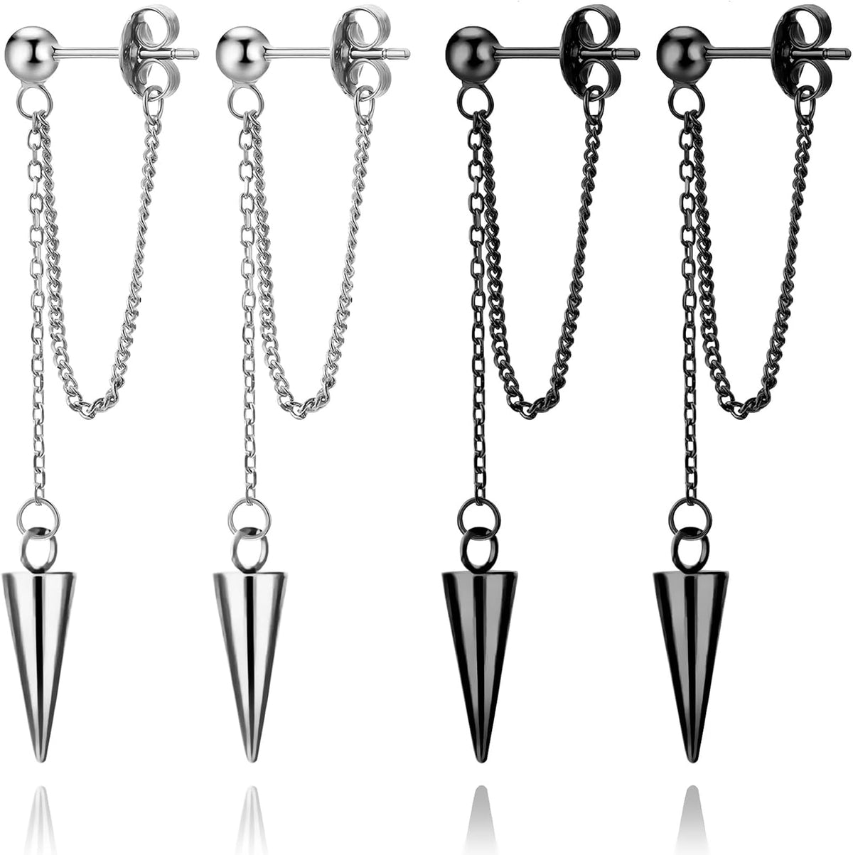 Gold Chain Earrings for Women Irregular Bar Spike Drop Dangle Earrings Long Threader Earring Dangly Tassel Earrings Stainless Steel Black Spike Steampunk Gothic Punk Earrings Jewelry