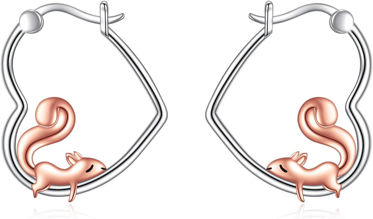 YFN Animal Earrings Sterling Silver Animal Heart Hoop Dangle Earrings Cute Jewelry Gifts for Women