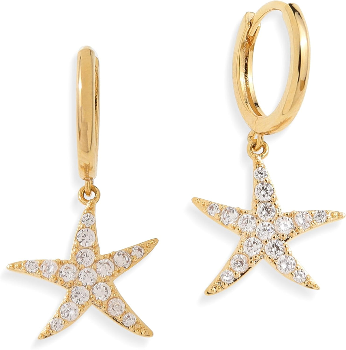 Gold Silver Small Hoop Dangle Earrings for Women, Trendy Dainty Rhinestone CZ Dangling Prom Wedding Leaf Flower Snowflake Butterfly Starfish Fashion Jewelry Gift