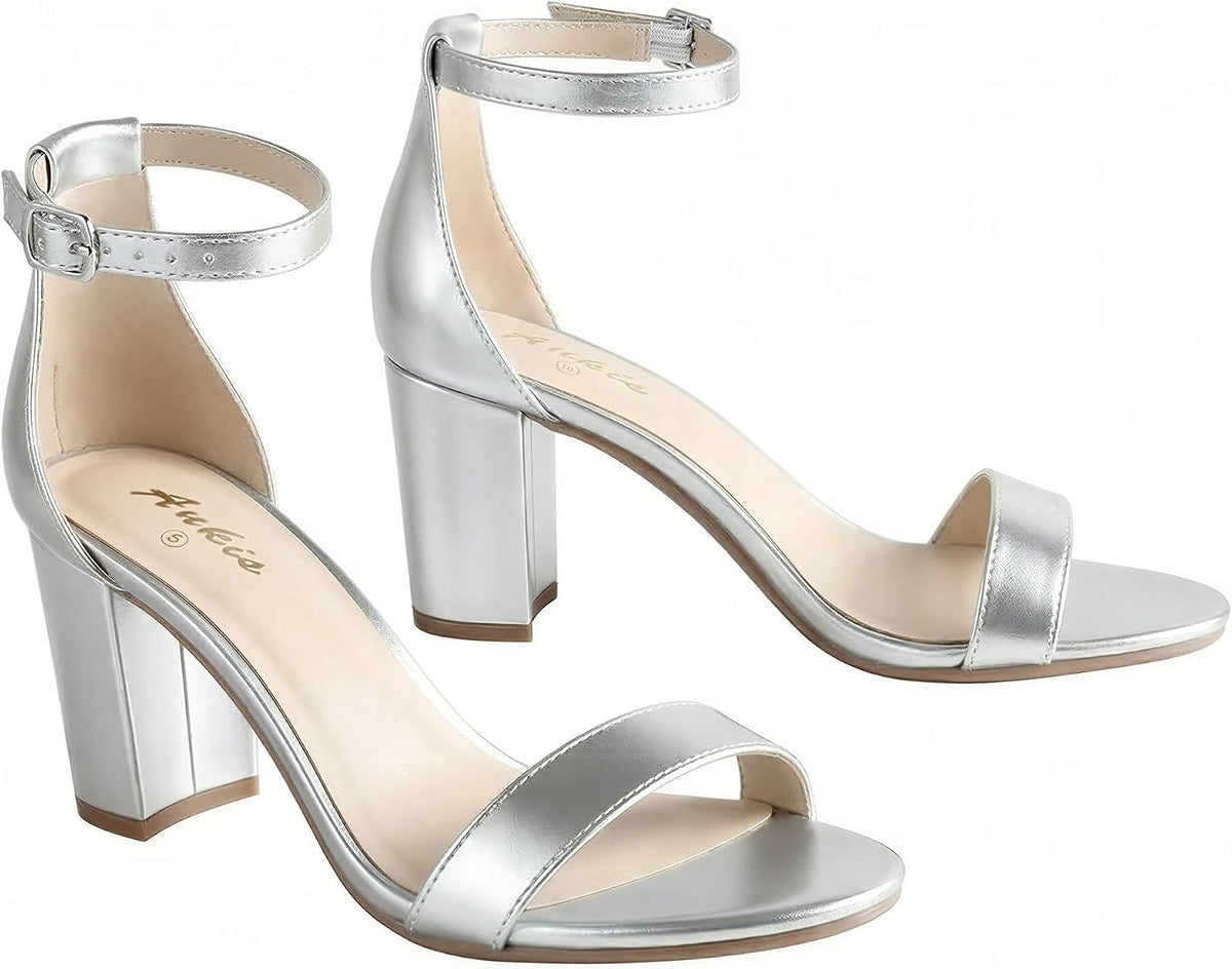 Ankis Heels for Women Open Toe Ankle Strap Chunky Heel Sandals 2.75 Inch