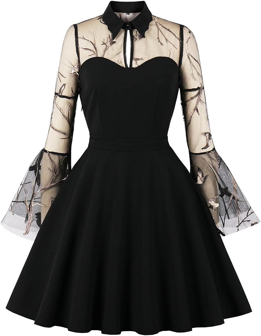 Women's Vintage Polka Dot 1950s Audrey Retro Rockabilly Prom Dress 50's 60's A-Line Cocktail Party Swing Dress