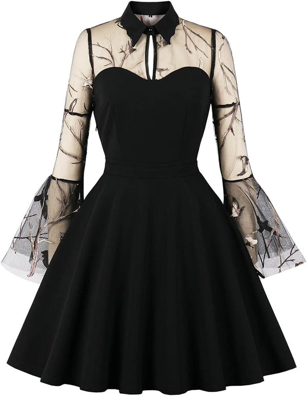 Women's Vintage Polka Dot 1950s Audrey Retro Rockabilly Prom Dress 50's 60's A-Line Cocktail Party Swing Dress