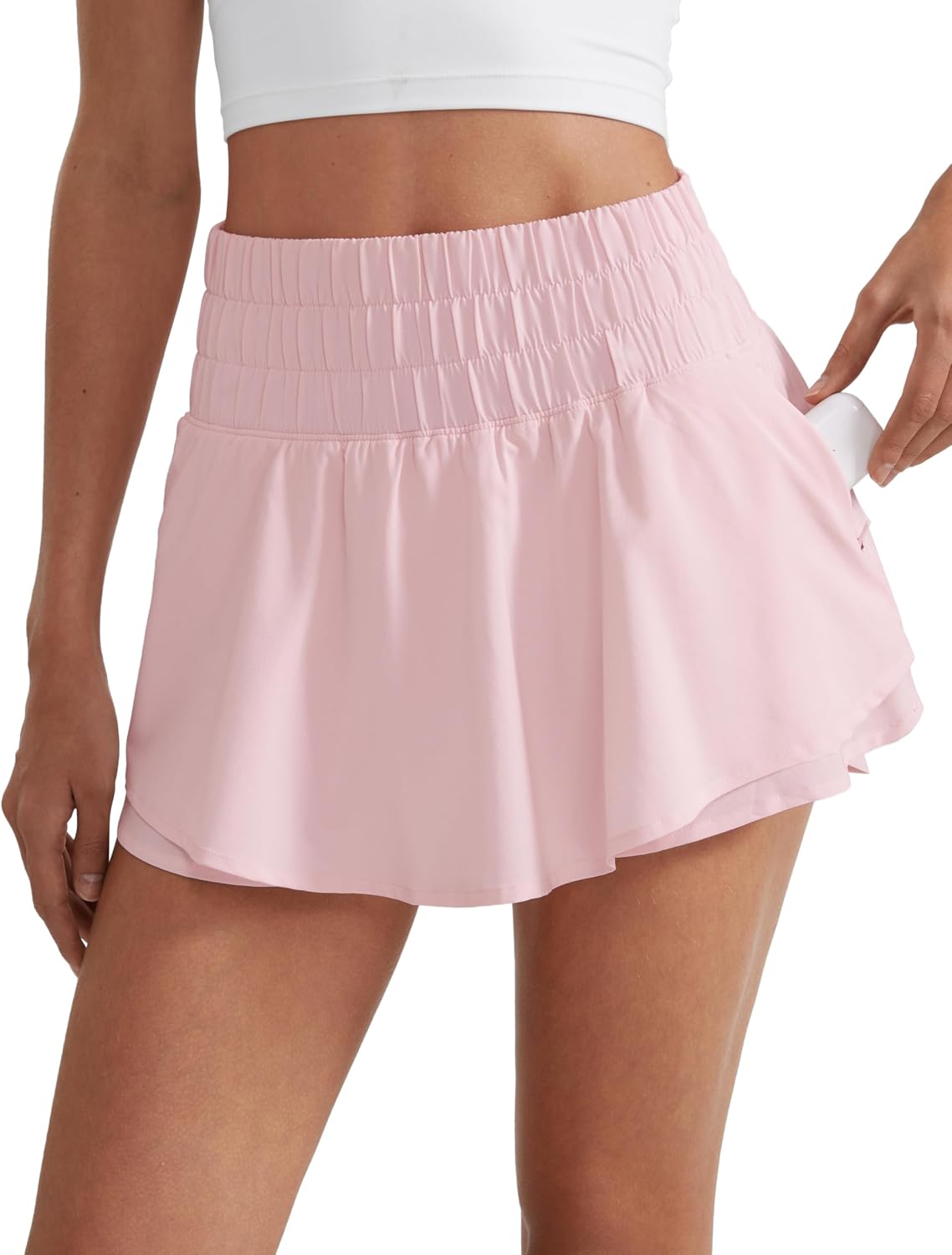 CRZ YOGA Ruffle Skirt Overlay Athletic Shorts