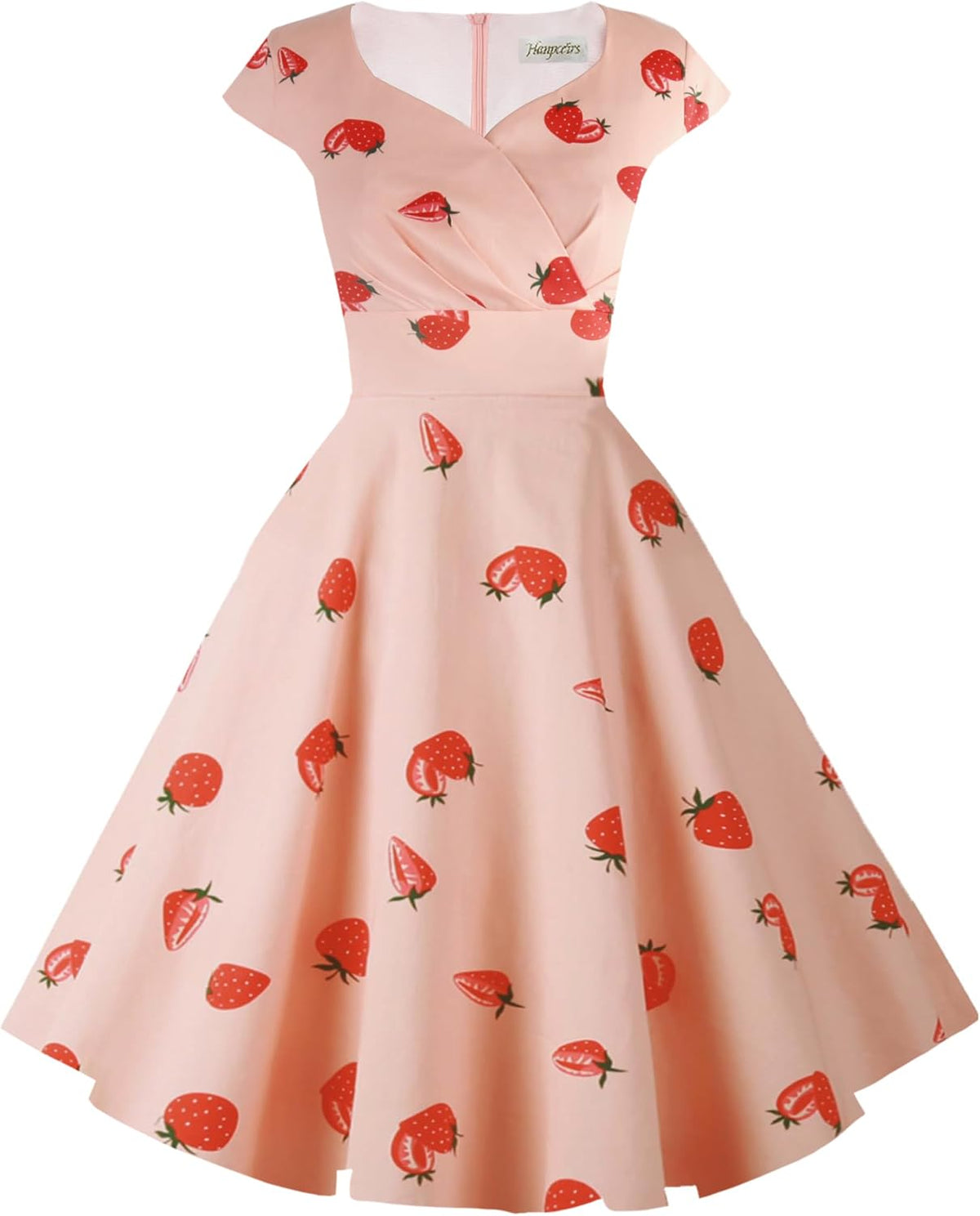 Women's Cap Sleeve 1950s Retro Vintage Cocktail Swing Dresses with Pocket
