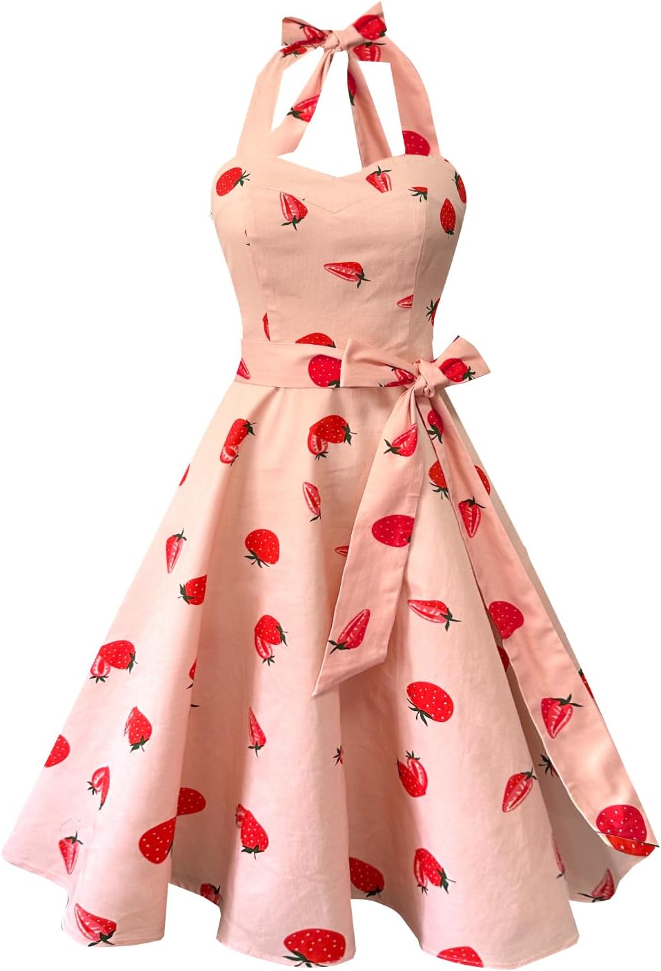 Topdress Women'sVintage Polka Audrey Dress 1950s Halter Retro Cocktail Dress