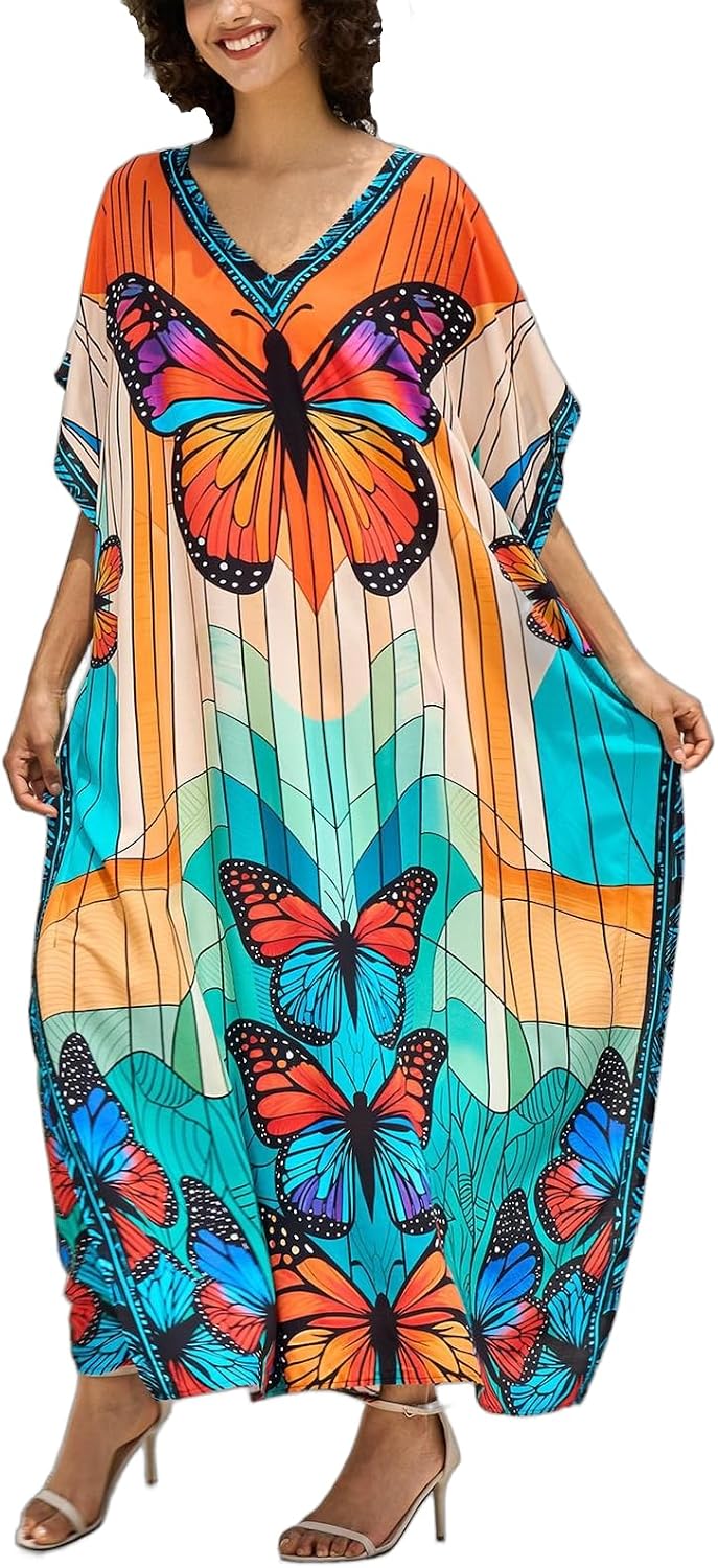 Women's Plus Size Beach Lounge Kaftan Maxi Dress swimsuit coverup for women