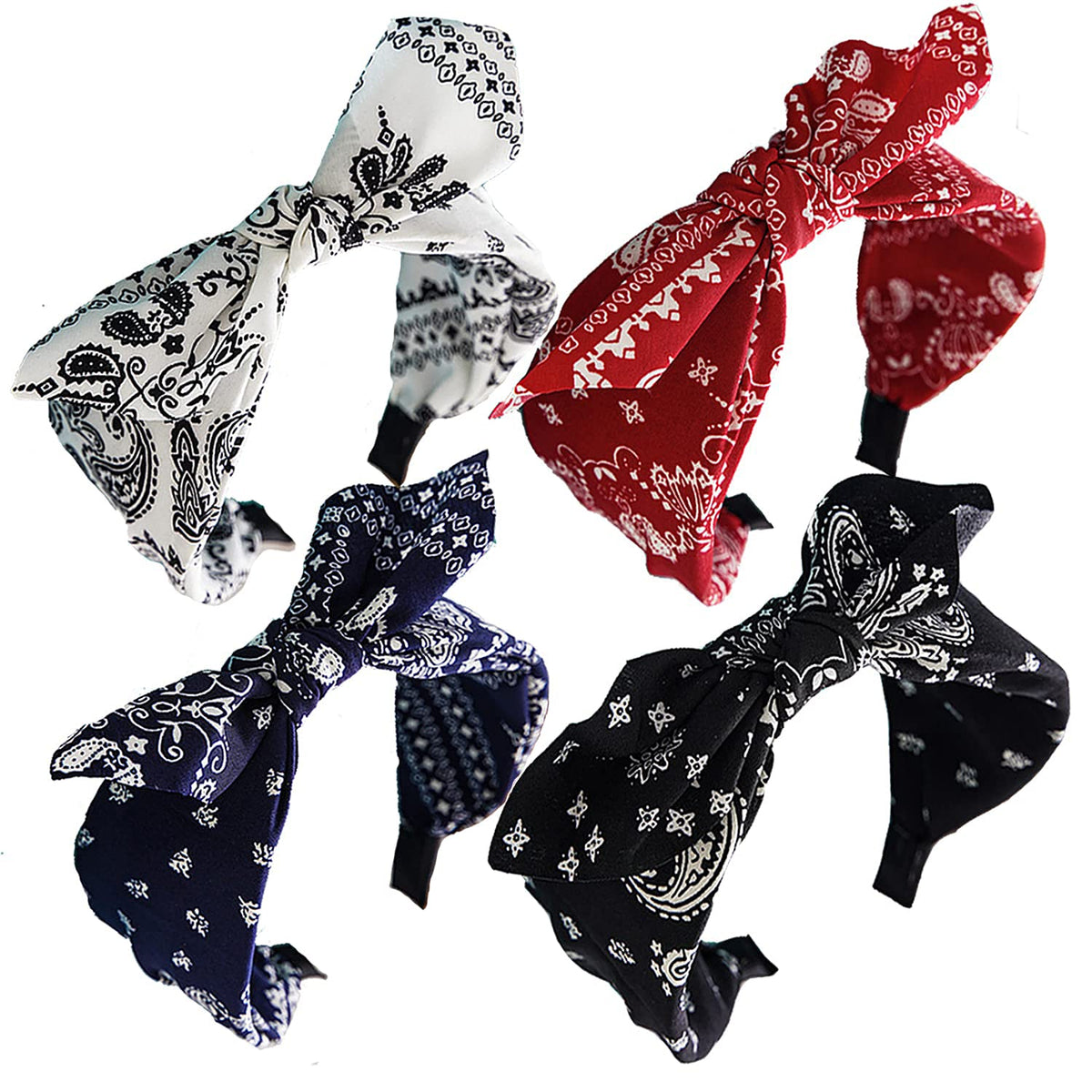 3 Pack Bow Headbands for Women,Wide Polka Dot Headband for Women Rabbit Ear Hair hoop