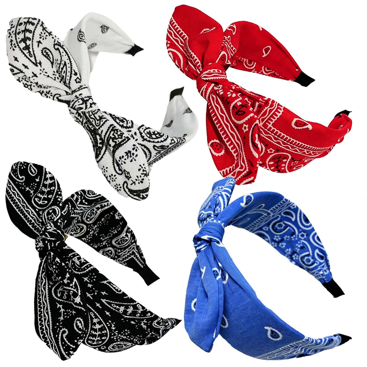 3 Pack Bow Headbands for Women,Wide Polka Dot Headband for Women Rabbit Ear Hair hoop