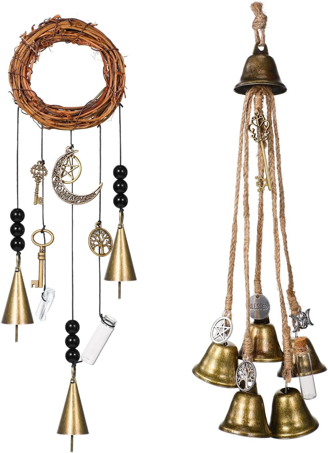 Jetec 2 Pcs Witch Bells for Door Witchy Decor Witchcraft Supply, Novel