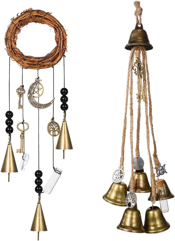 Jetec 2 Pcs Witch Bells for Door Witchy Decor Witchcraft Supply, Novel