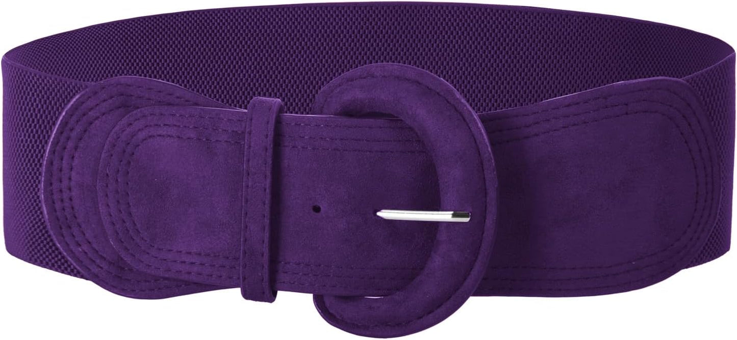 Grace Karin Belts For Women Suede Elastic Wide Belt Vintage Stretchy