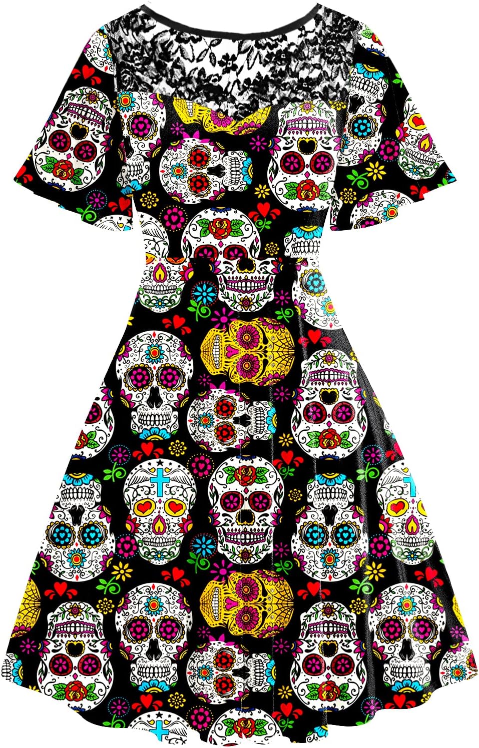 Women Halloween Dress Lace Flutter Sleeve A-Line Party Dresses