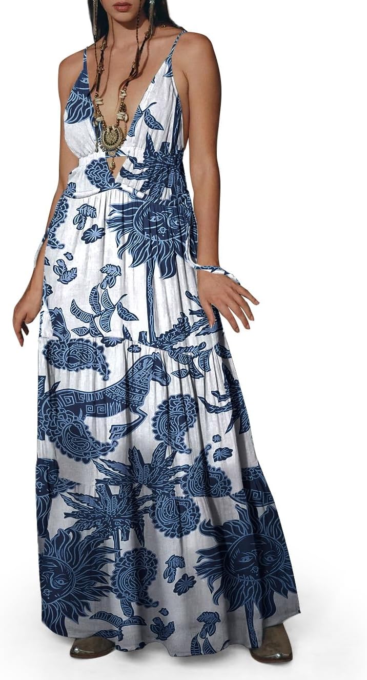 Womens Summer Sun Dresses Mystical Gothic Maxi Dress Casual Floral Witch Dress Date Dress Halloween Outfits