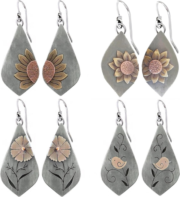 Antiqued Spiral Hollow-Out Boho Hoop Earrings