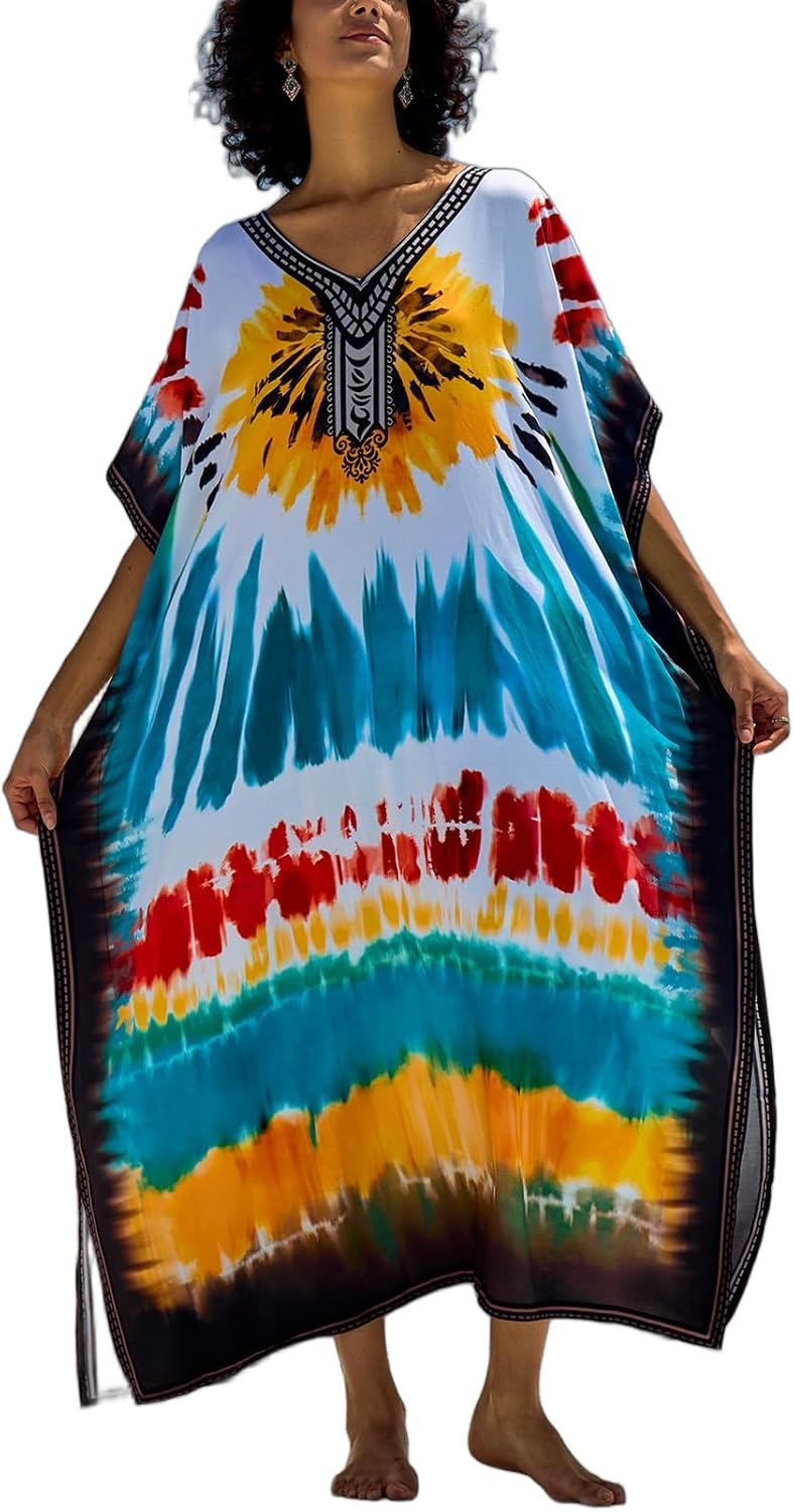 Women's Plus Size Beach Lounge Kaftan Maxi Dress swimsuit coverup for women
