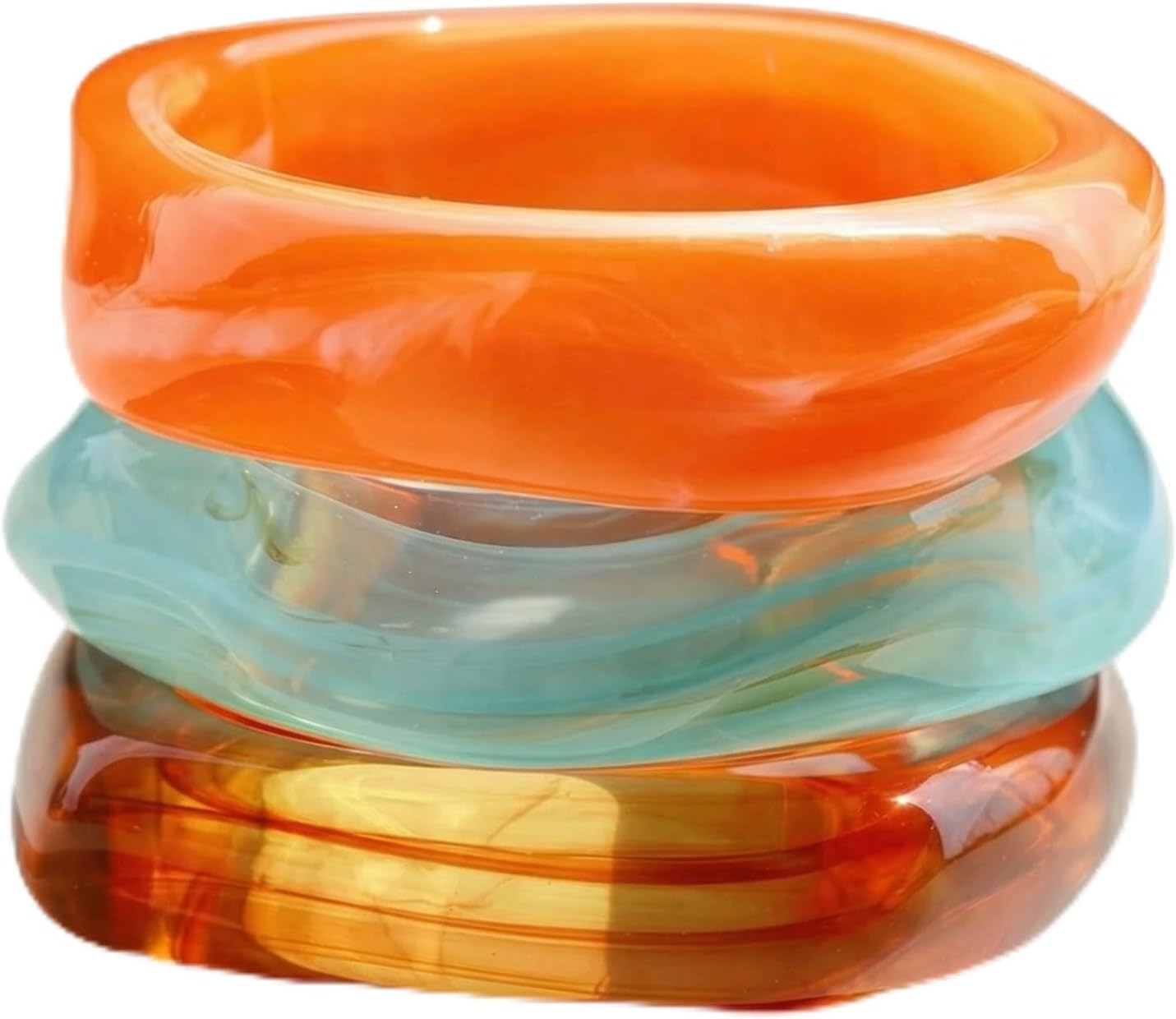 Acrylic Bangles Bracelets for Women, Irregular Acrylic Resin Chunky Bracelets Geometric Fashions Thick Statement bangle Set Secondary image